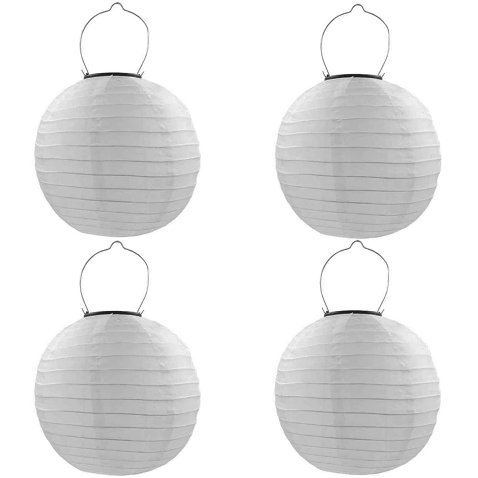 Qedertek Lampions Solar Außen 4 Stück 20cm Solar LED Laterne Wasserdicht Nylon Hängende Gartenlaterne