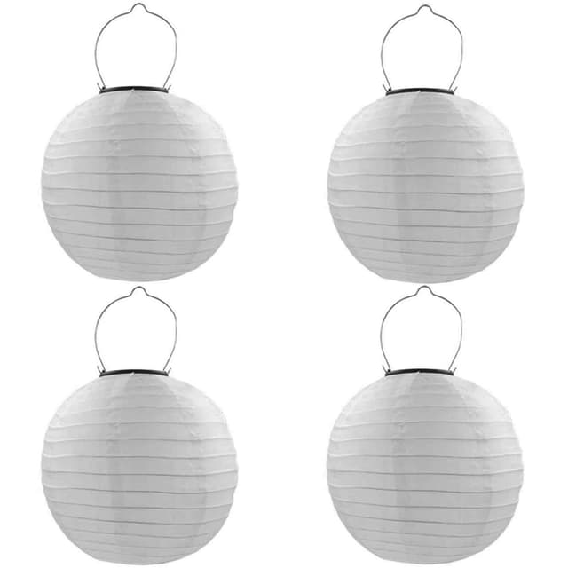 Qedertek Lampions Solar Außen 4 Stück 20cm Solar LED Laterne Wasserdicht Nylon Hängende Gartenlaterne