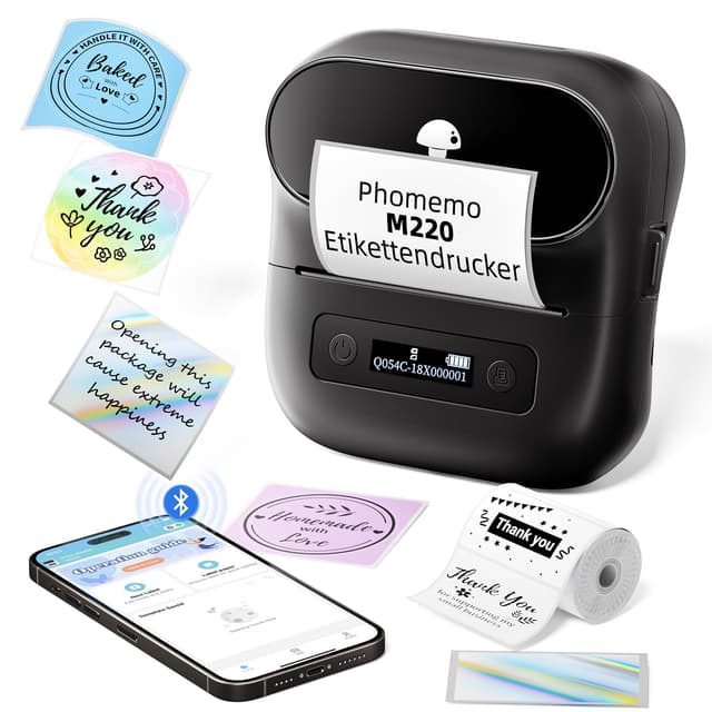 🏷️ Phomemo M220 Etikettendrucker: Thermo Bluetooth Tragbarer Etikettenhersteller