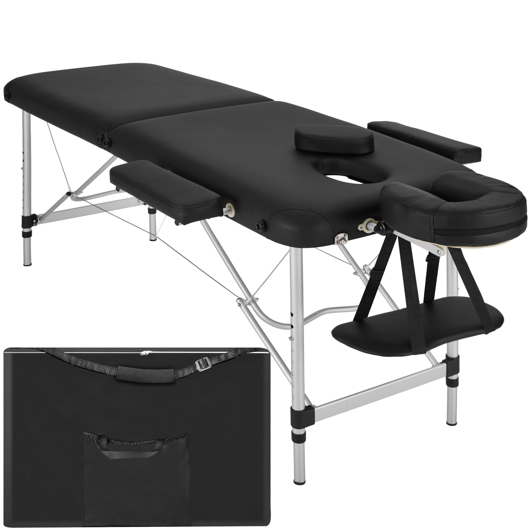 🌟 Tectake Massageliege 2 Zonen, klappbar & höhenverstellbar - schwarz Schwarz | Nr. 402786 🌟