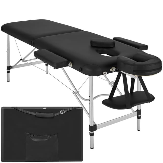 🌟 Tectake Massageliege 2 Zonen, klappbar & höhenverstellbar - schwarz Schwarz | Nr. 402786 🌟
