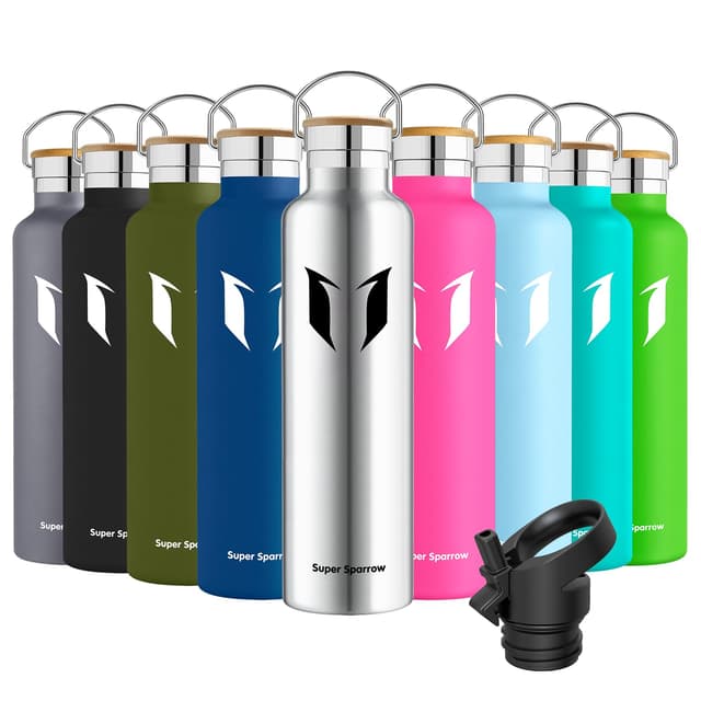 Super Sparrow Trinkflasche Edelstahl - 350ml/500ml/620ml/750ml/1L 🌟 Auslaufsicher Thermoskanne 🚴‍♂️ BPA-Frei Wasserflasche 💧