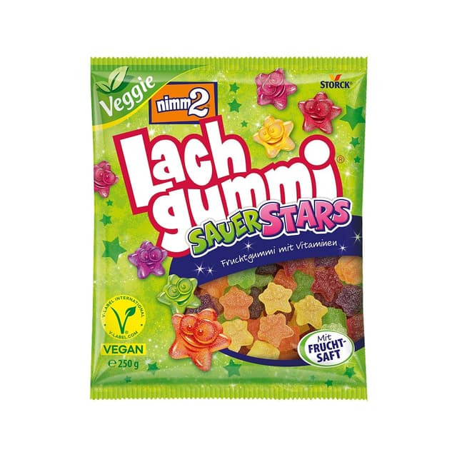 nimm2 Lachgummi SauerStars - Veganes saures Fruchtgummi mit Fruchtsaft und Vitaminen