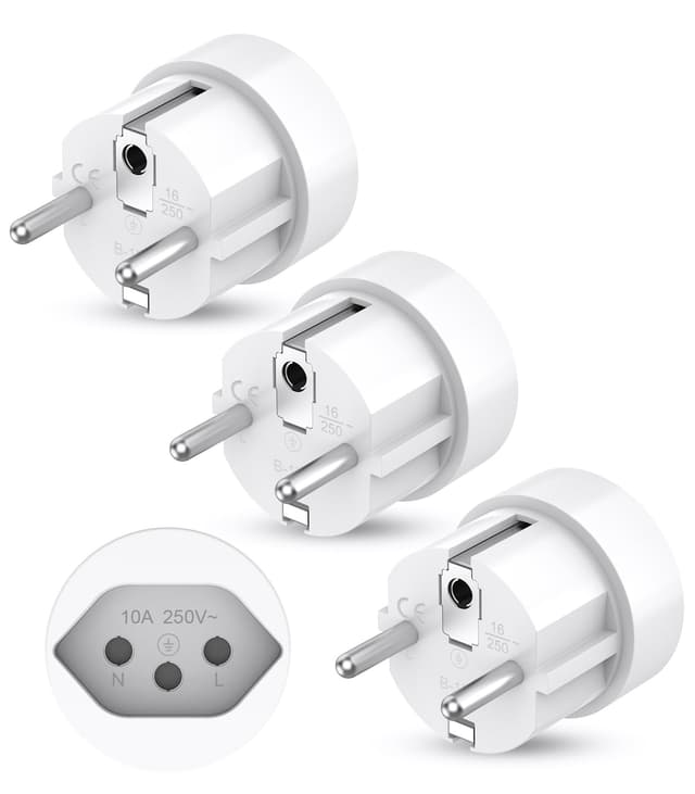 Reiseadapter Schweiz auf EU Adapterstecker, 3 Stück Liechtenstein auf EU Adapterstecker
