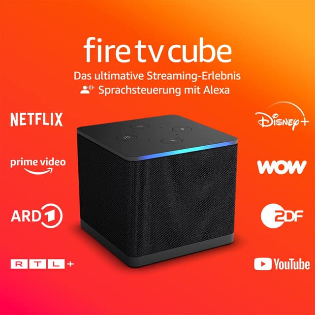 🔥 Zertifiziert & Generalüberholt Amazon Fire TV Cube 🔥 | Streaming-Mediaplayer mit Sprachsteuerung & Alexa, Wi-Fi 6E, 4K Ultra HD