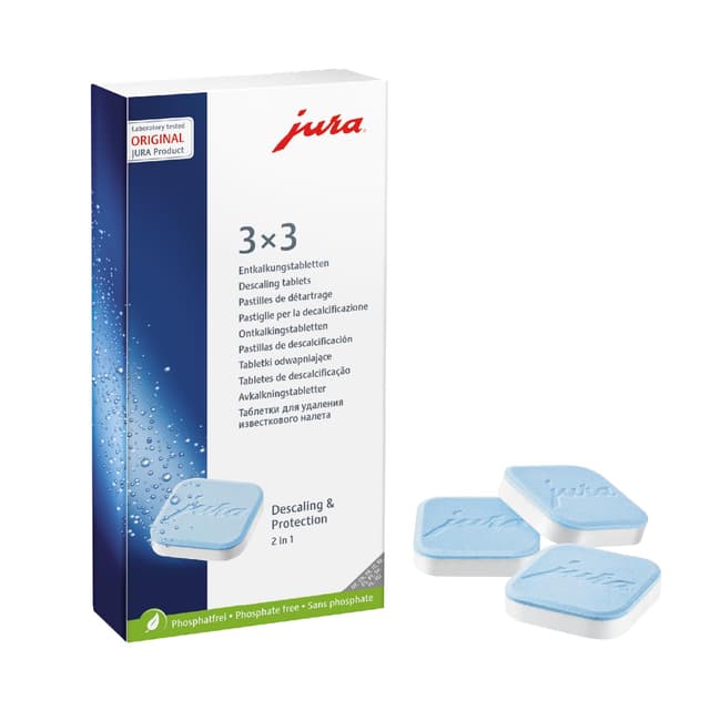 JURA Original - Entkalkungstabletten für 3 Entkalkungsvorgänge - TÜV-zertifizierte Hygiene - 3er-Pack - 61848, Weiß 🛡️☕