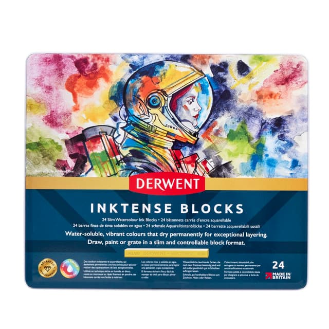 🎨 Derwent Inktense 24 Tintenblöcke - Set mit 24 Wasserfarben 🌈