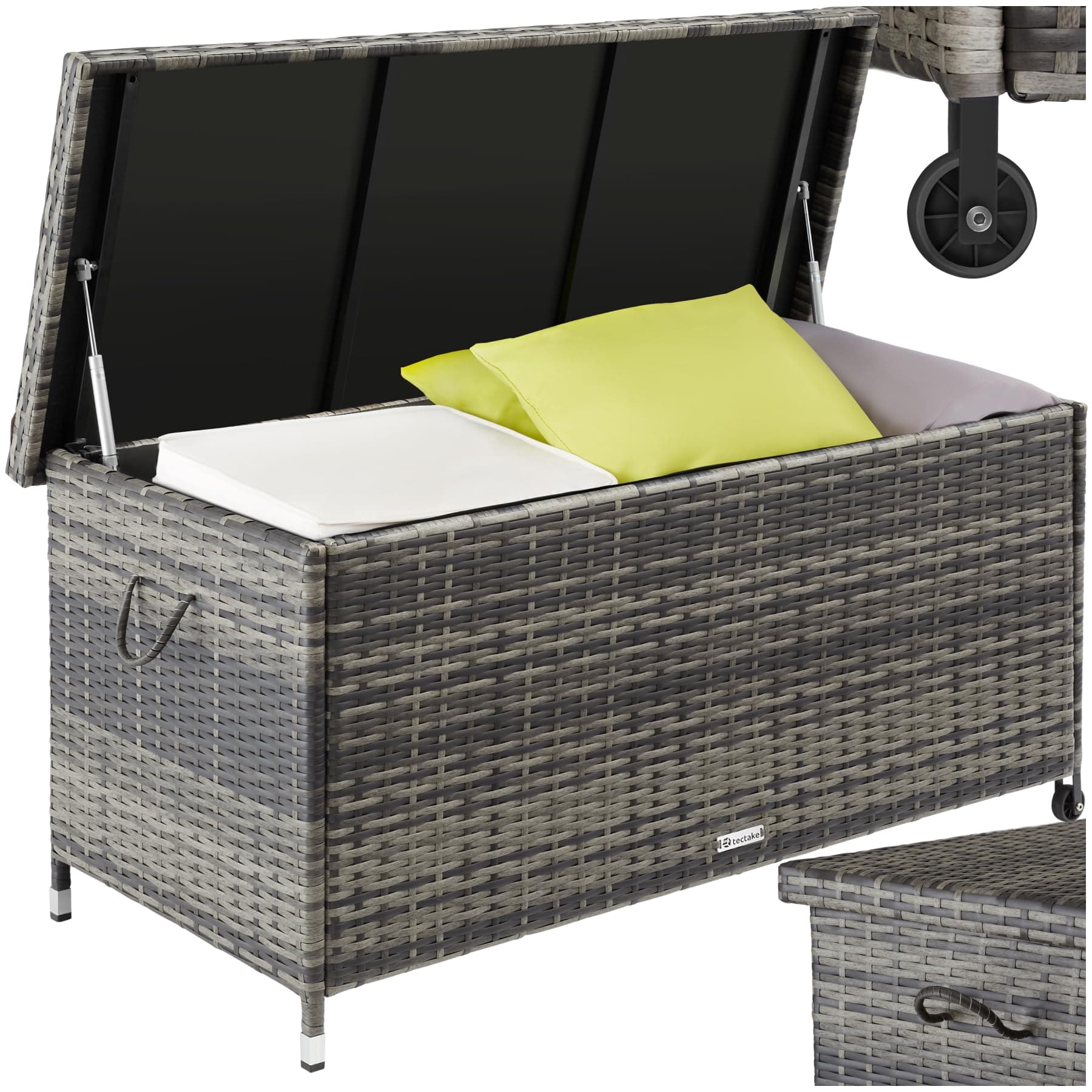 🌿🌞🏡 tectake® Poly Rattan Auflagenbox - Gartenmöbel Stauraum 🏡🌞🌿