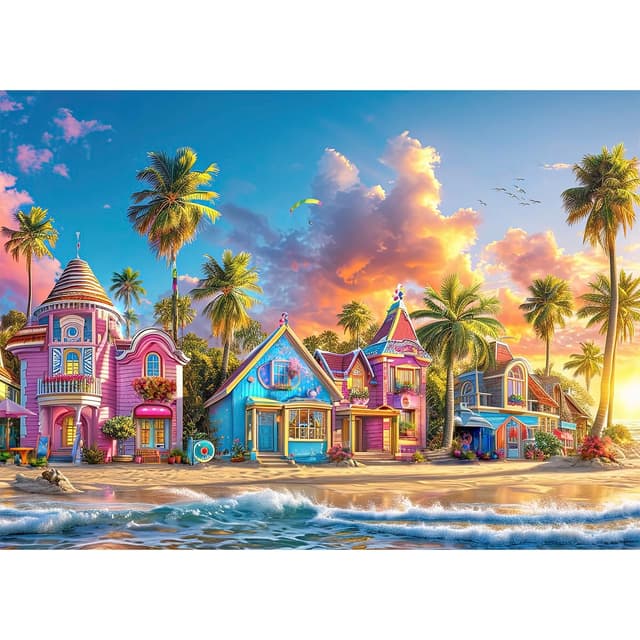 HUADADA Puzzle 1000 Teile-Puzzle 1000 Teile Erwachsene Klassische Puzzles Geschenk-Bunter Hafen 🧩🌅