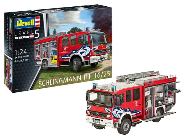 Revell Modellbausatz Schlingmann TLF 16/25 Feuerwehrfahrzeug 1:24 Bastelset