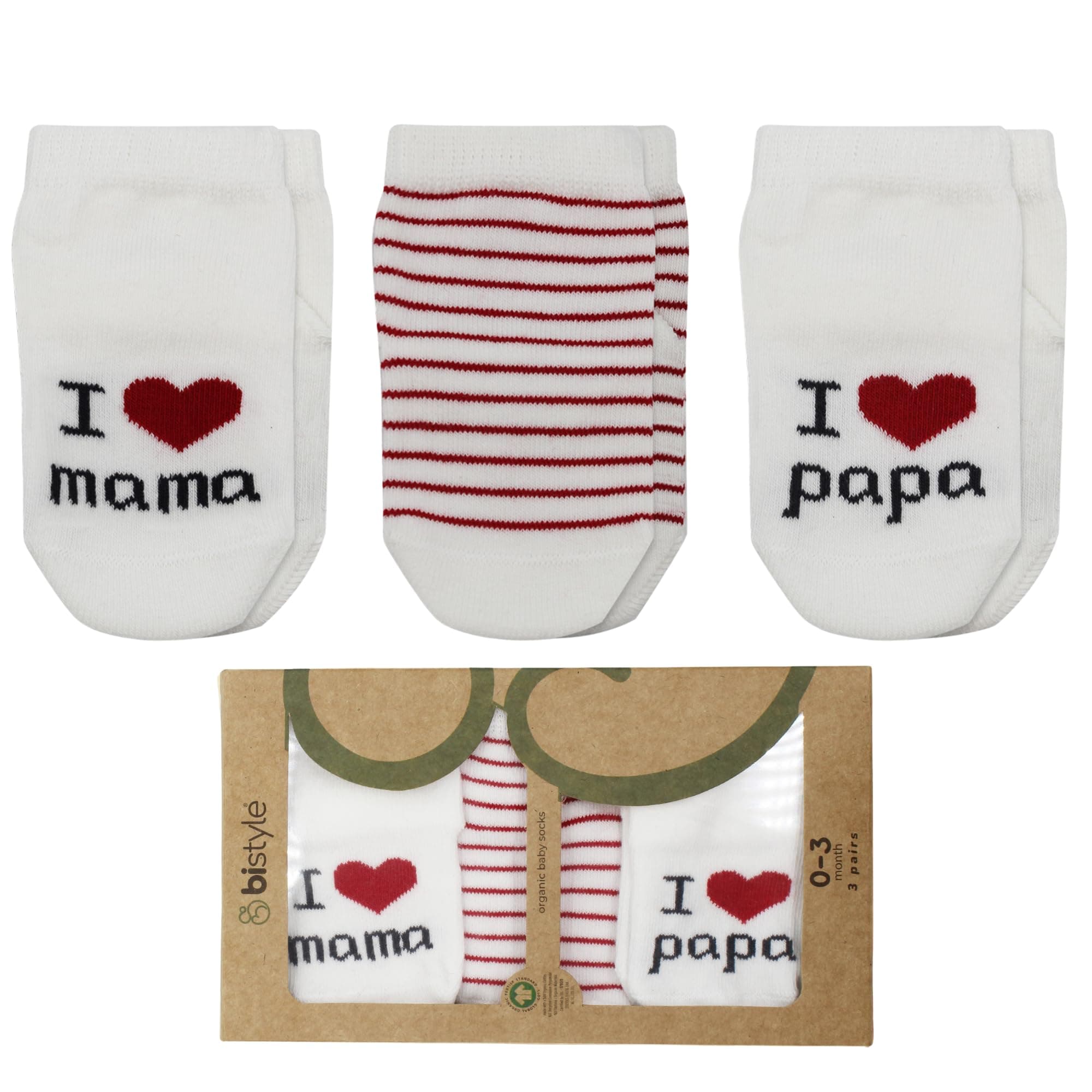👶🧦 Bistyle Bio-Baumwolle Süße 0-3 Monate Baby Socken - Mama und Papa Design!