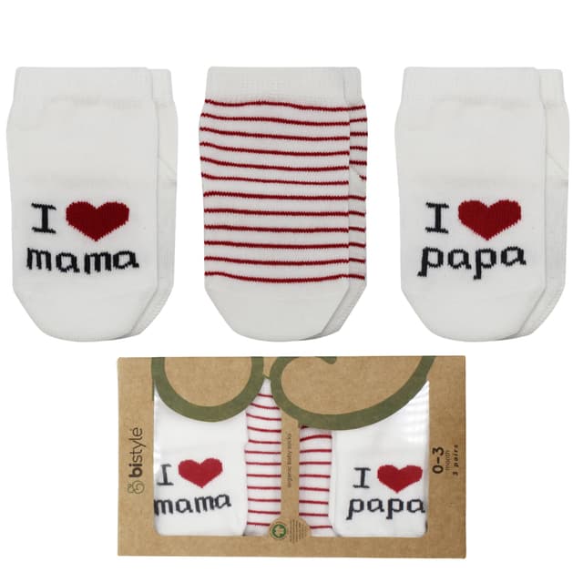 👶🧦 Bistyle Bio-Baumwolle Süße 0-3 Monate Baby Socken - Mama und Papa Design!