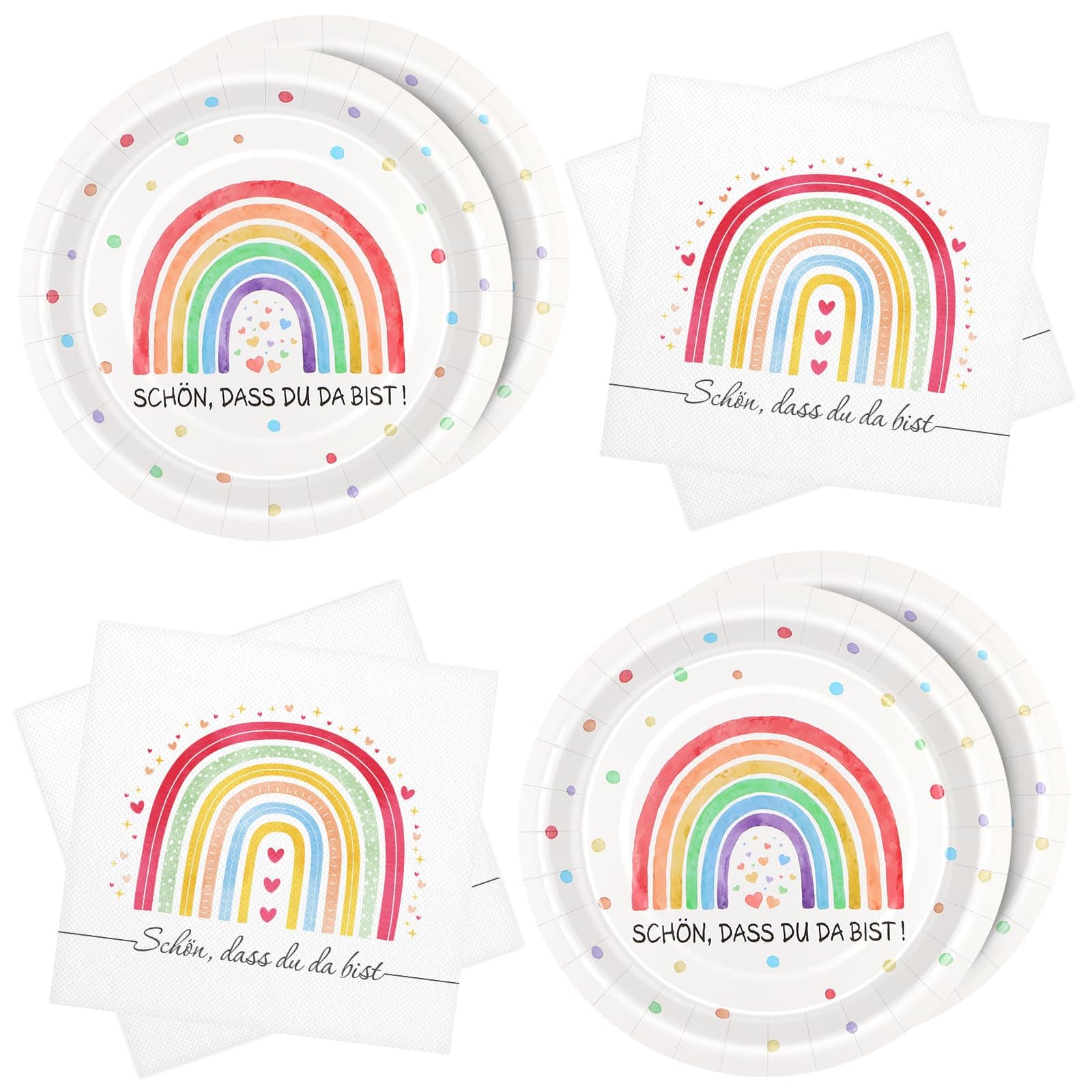 WenmthG 40 Stück Regenbogen Partygeschirr Geburtstag 🌈