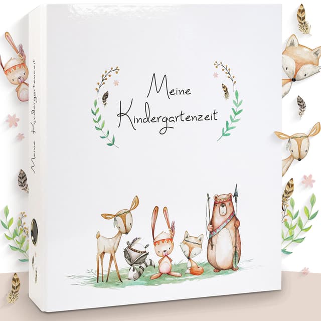 🎨OLGS Sammelordner Meine Kindergartenzeit | Erinnerungsordner, Kindergartenordner Tiere | Ordner für Kinder, Sammelmappe, Kindergarten🌟