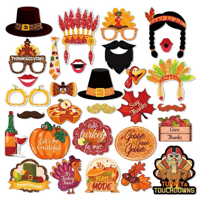 🎉 30 Stück Foto Requisiten Thanksgiving Party Deko Orange B 🎈