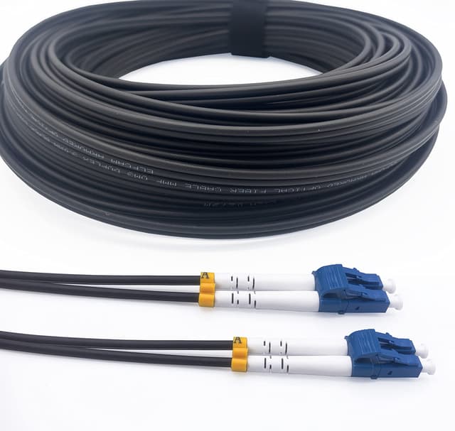 🔌🌐 Elfcam® - 300m Geschirmtes Stahl-Glasfaserkabel für Außen- und Innenbereich