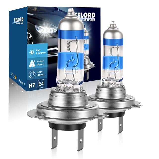 XELORD H7 Halogenlampe 55W 12V Warmweiß E-Prüfzeichen eintragungsfrei 2er Pack