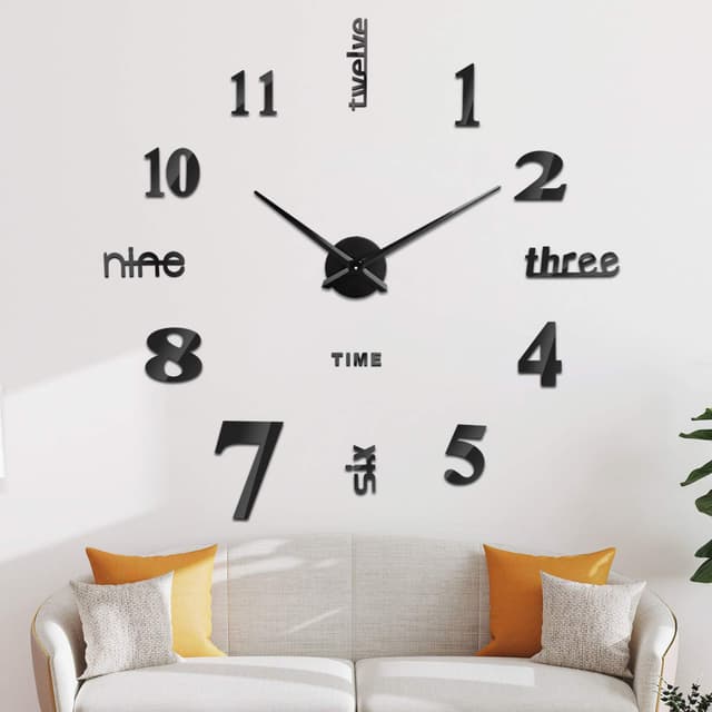 SOLEDI 3D Wanduhr Groß XXL zum Kleben - DIY Mute Modern Uhr Wandtattoo 🕒