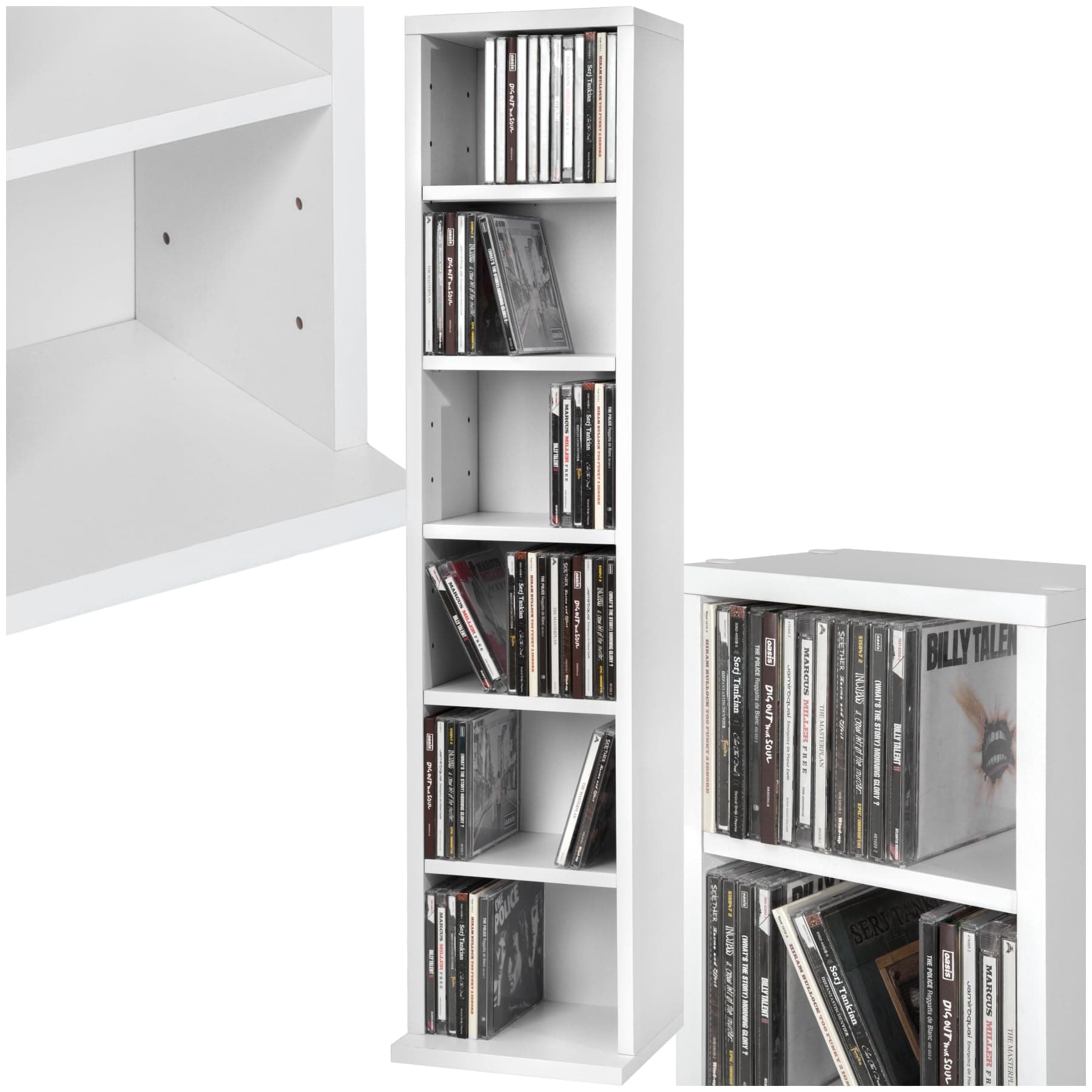 🎵📀 tectake® CD Regal für bis zu 102 CDs - Weiß | Nr. 401700