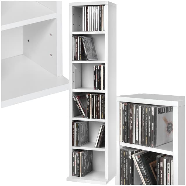 🎵📀 tectake® CD Regal für bis zu 102 CDs - Weiß | Nr. 401700