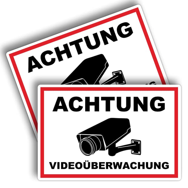 🚨📹 2 Stück Achtung Videoüberwachung Schild 20x30 cm - STROBO
