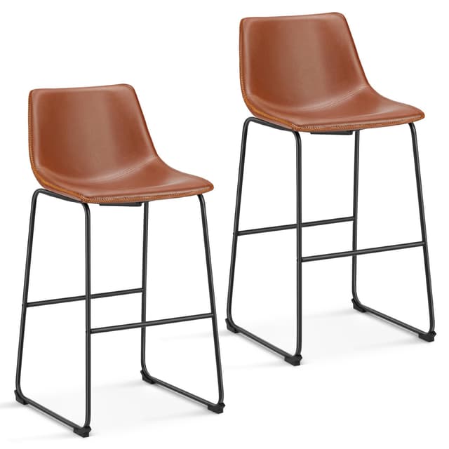 🌟 NEUER DEAL 🌟 2er Set Counter Height Barhocker mit Lehne, Metall Leder Tresenstuhl für Bar Bistro Café Küche