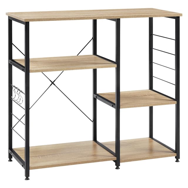 🌟 Super Angebot! WOLTU Küchenregal Standregal Schwarz + Hell Eiche 🌟