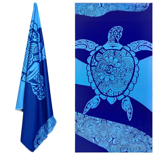 🏖️ LUROON Strandtuch Damen 180 x 90cm Extra Große Handtuch Mädchen Strand Badetuch Frottee Leichtes Camping Reisetuch Super Weiches Großes Blaue Schildkröte