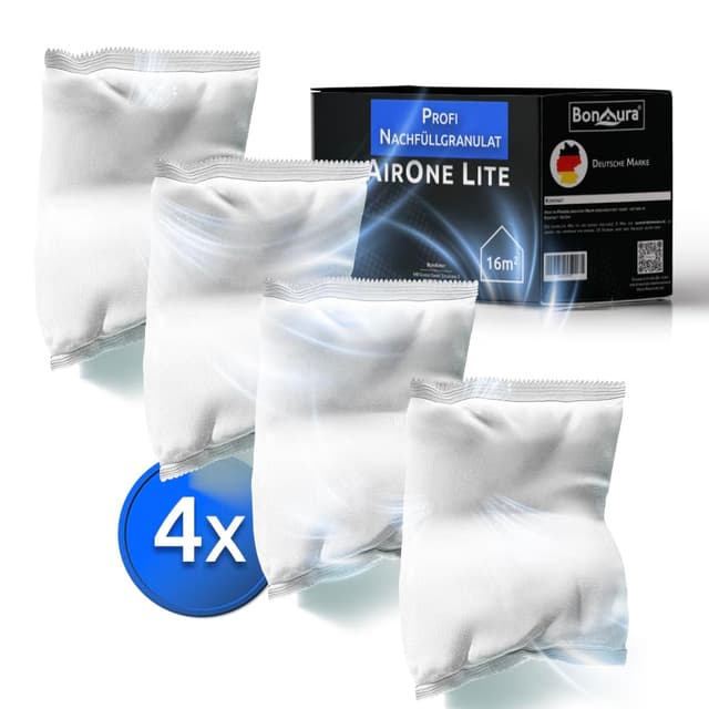 BonAura® AirOne Lite Badezimmer & Küche Luftentfeuchter Nachfüllpack - 4er Set