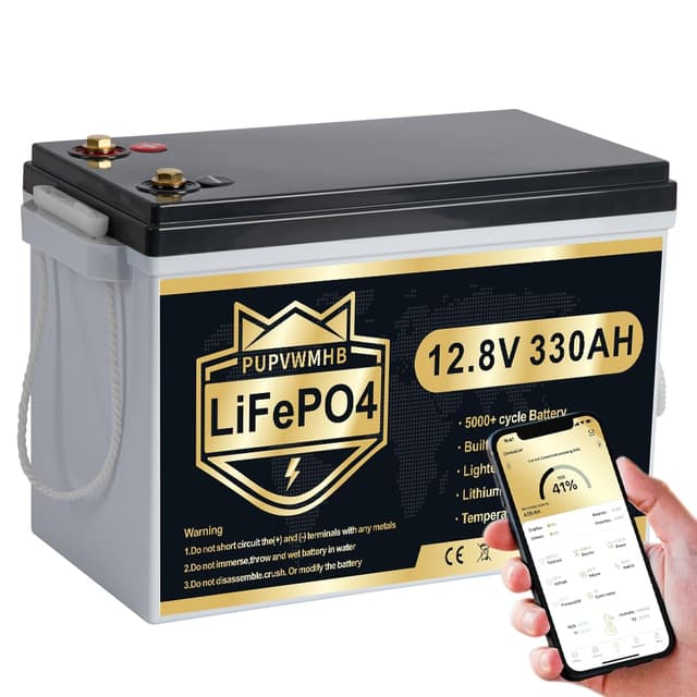 🔋🔋 PUPVWMHB 12V 330Ah Bluetooth LiFePO4 Batterie, 200A BMS 12v Bluetooth Lithium Batterie 🔋🔋