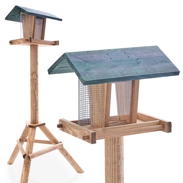 🐦🏡 Zooprinz Vogelhaus mit Ständer - Vogelfutterspender mit Sitzstangen und Schutzdach