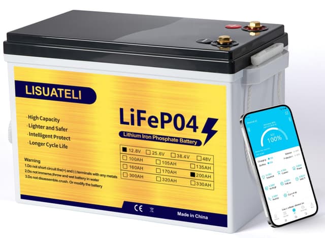 🔋 LISUATELI Mini 12V 200Ah LiFePO4 Batterie mit Bluetooth 200A BMS