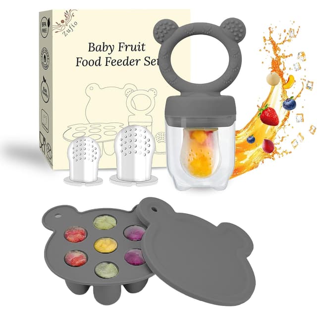 Silikon Fruchtsauger Baby: Schnuller und Muttermilch, Eis am Stiel, Gefrierschrank, Aufbewahrungsbehälter für Babynahrung, Eiswürfel für Babyzahnen und Selbstfütterung (Dark Gray) 🍼👶