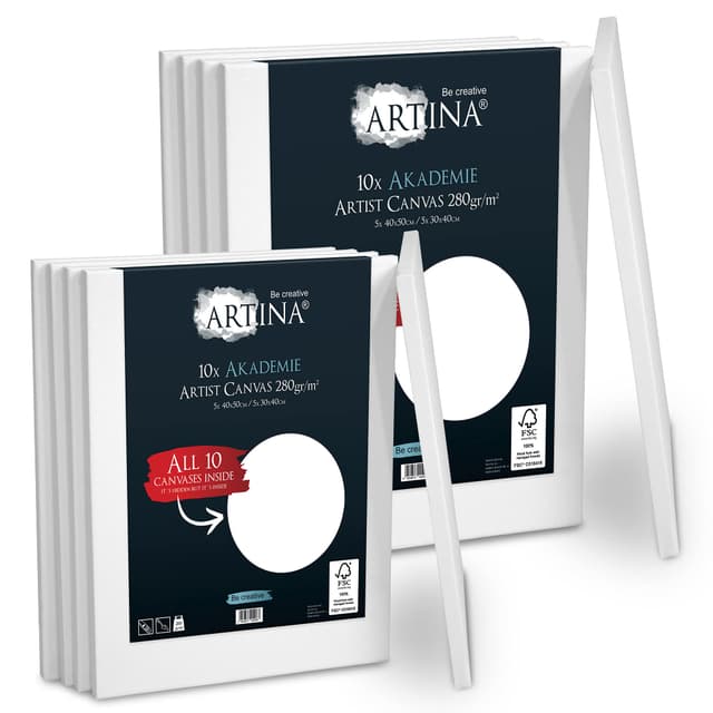 Artina FSC® Keilrahmen 10er Set Akademie 5x 40x50 cm & 5x 30x40 cm 🎨🖌️