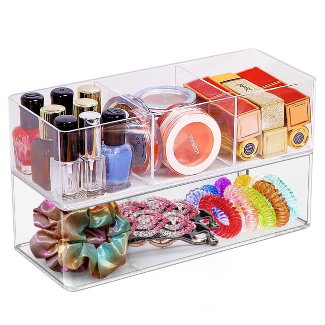🎁 Tolles Angebot! Withosent Kosmetik Organizer Set von 2, Acryl Schlafzimmer Schminktisch Organizer Stapelbar Kosmetik Aufbewahrung