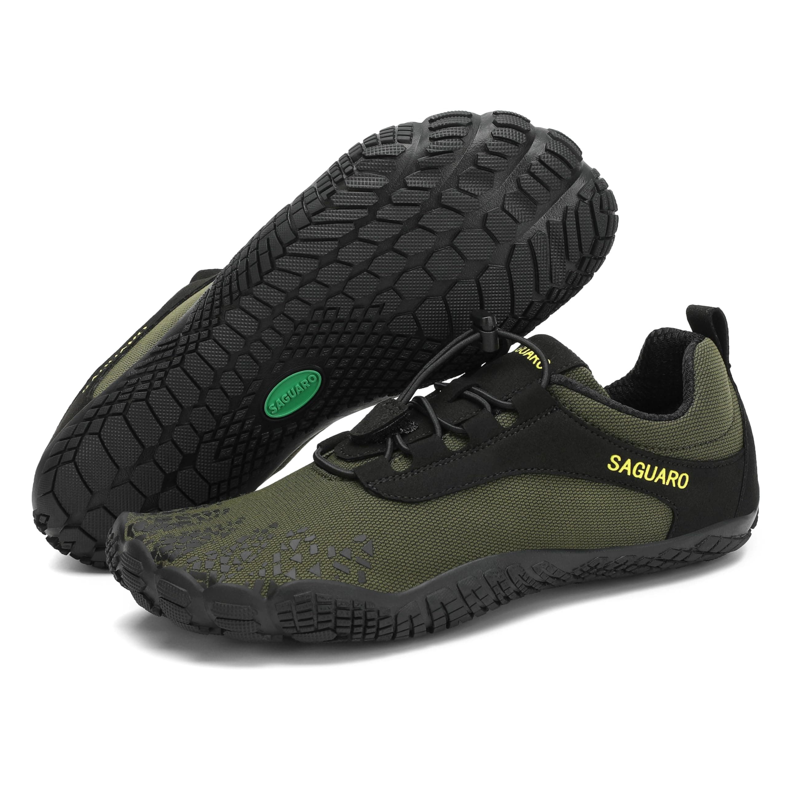 👣 SAGUARO Unisex Barfußschuhe Herren Damen Barfussschuhe Trail Minimalistische Outdoor Fitnessschuhe 46 EU Dunkelgrün 👟