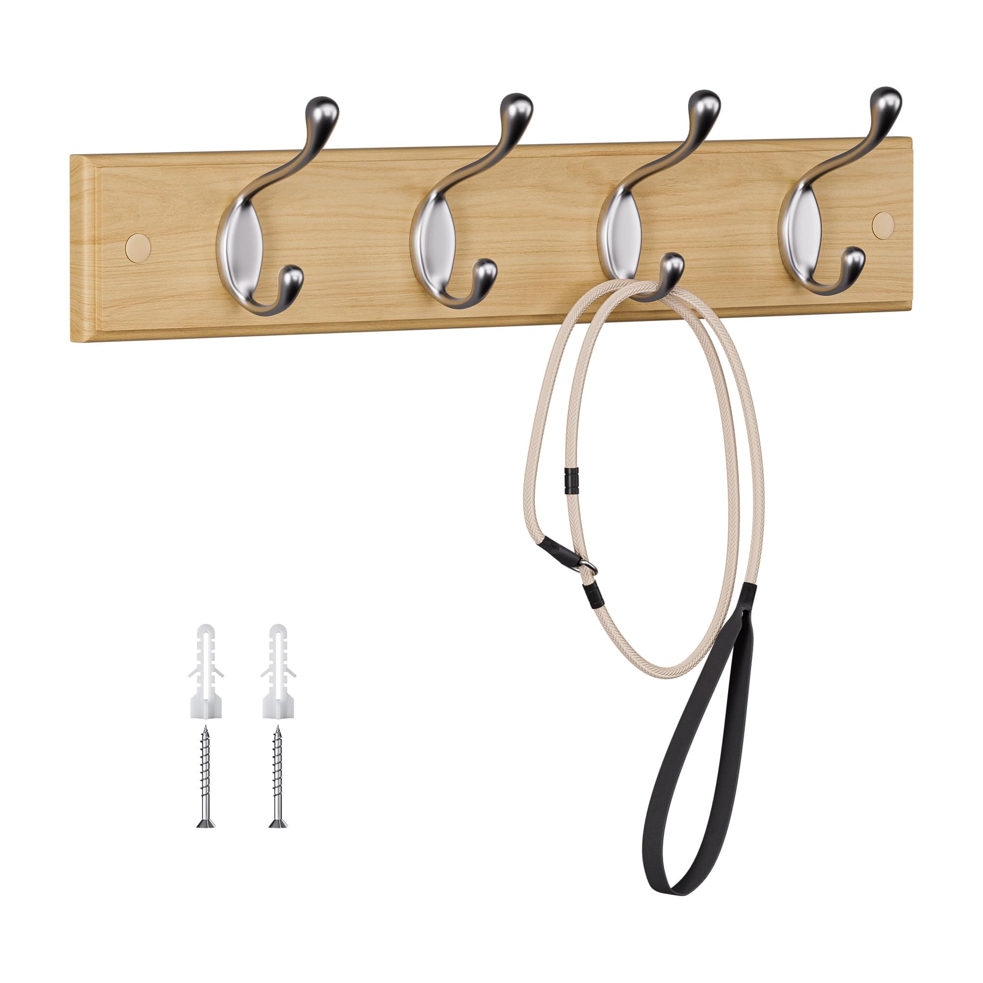 🌟 Moderne Garderobenleiste aus Eiche | 40 cm Wandgarderobe mit 4 Haken 🌟