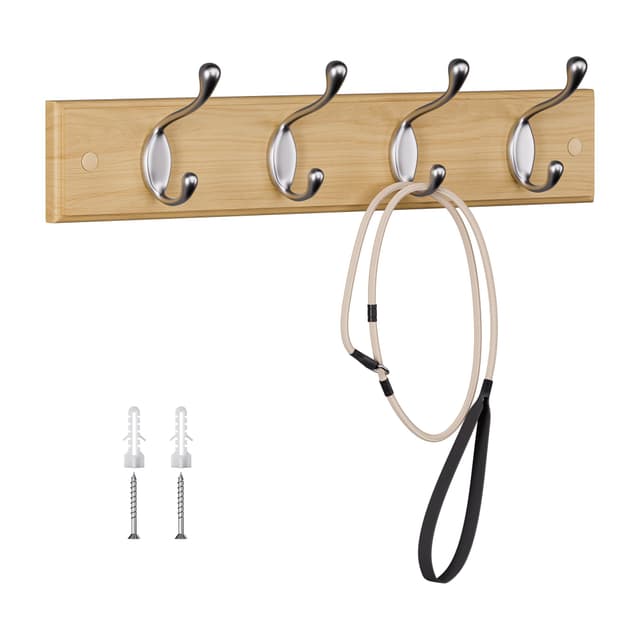 🌟 Moderne Garderobenleiste aus Eiche | 40 cm Wandgarderobe mit 4 Haken 🌟