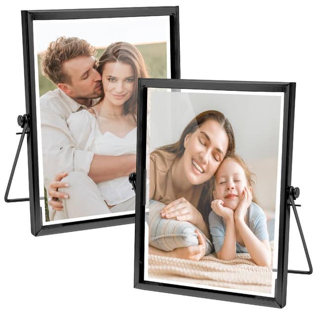 RANJIMA 2Pcs Glas Metall Fotorahmen A5, 15x20cm Bilderrahmen Schwarz 🖼️😍