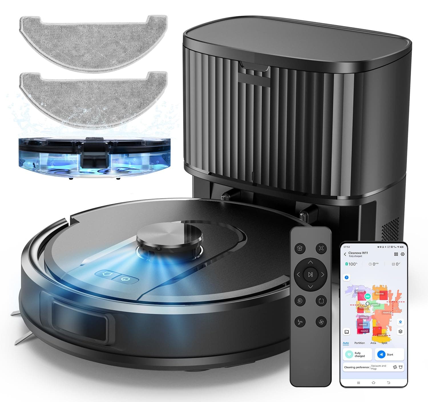 🤖🧹 Vexilar Saugroboter mit Wischfunktion, 5000Pa Staubsauger Roboter mit Absaugstation