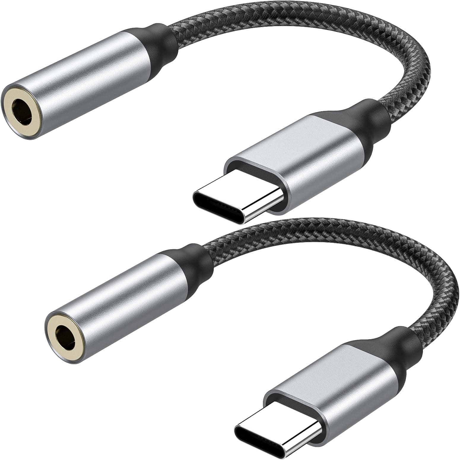 YLLZI 2 Stück Adapter USB C auf Klinke für iPhone & Samsung - 2er Pack Space Grey