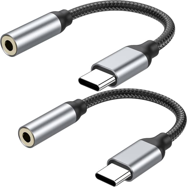 YLLZI 2 Stück Adapter USB C auf Klinke für iPhone & Samsung - 2er Pack Space Grey