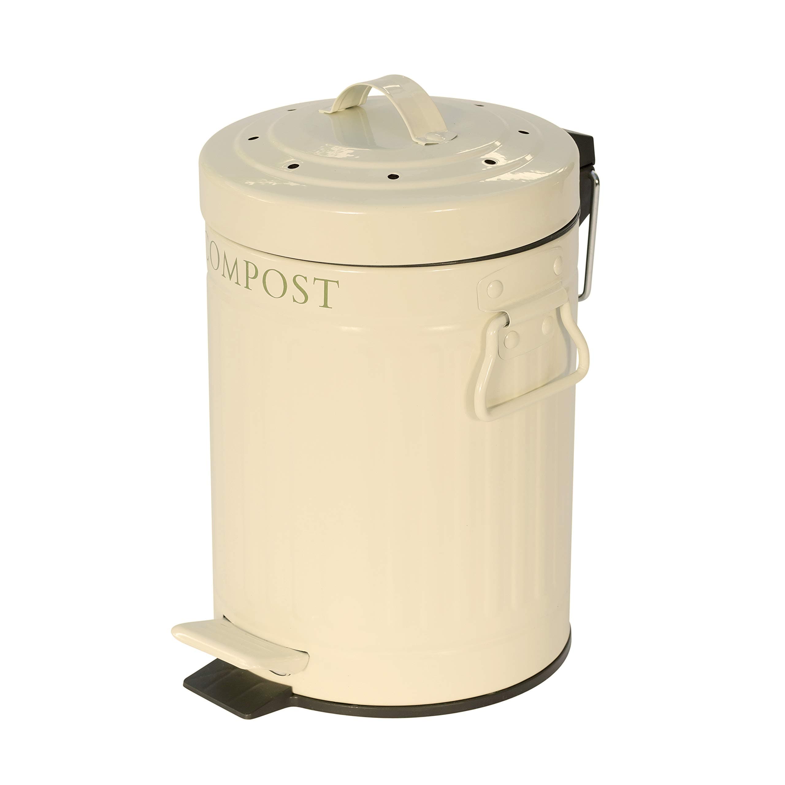🌿🌍 KüchenCraft Pedal betriebener Mini-Küchen-Kompostbehälter, 3 Liter, Creme - Umweltfreundliches Angebot!