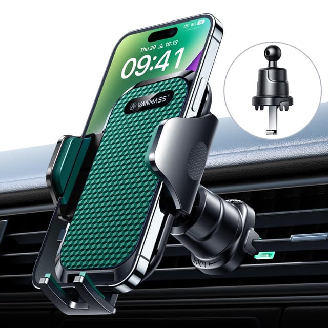 VANMASS Handyhalterung Auto [2025 Upgrade Bombenfest Lüftungshaken] Halterung Lüftung Clip Kfz Handyhalter 360°Drehbar Militärschutz Autohalterung Handy für iPhone 16 Pro Samsung S24 Smartphone,Grün 📱🚗