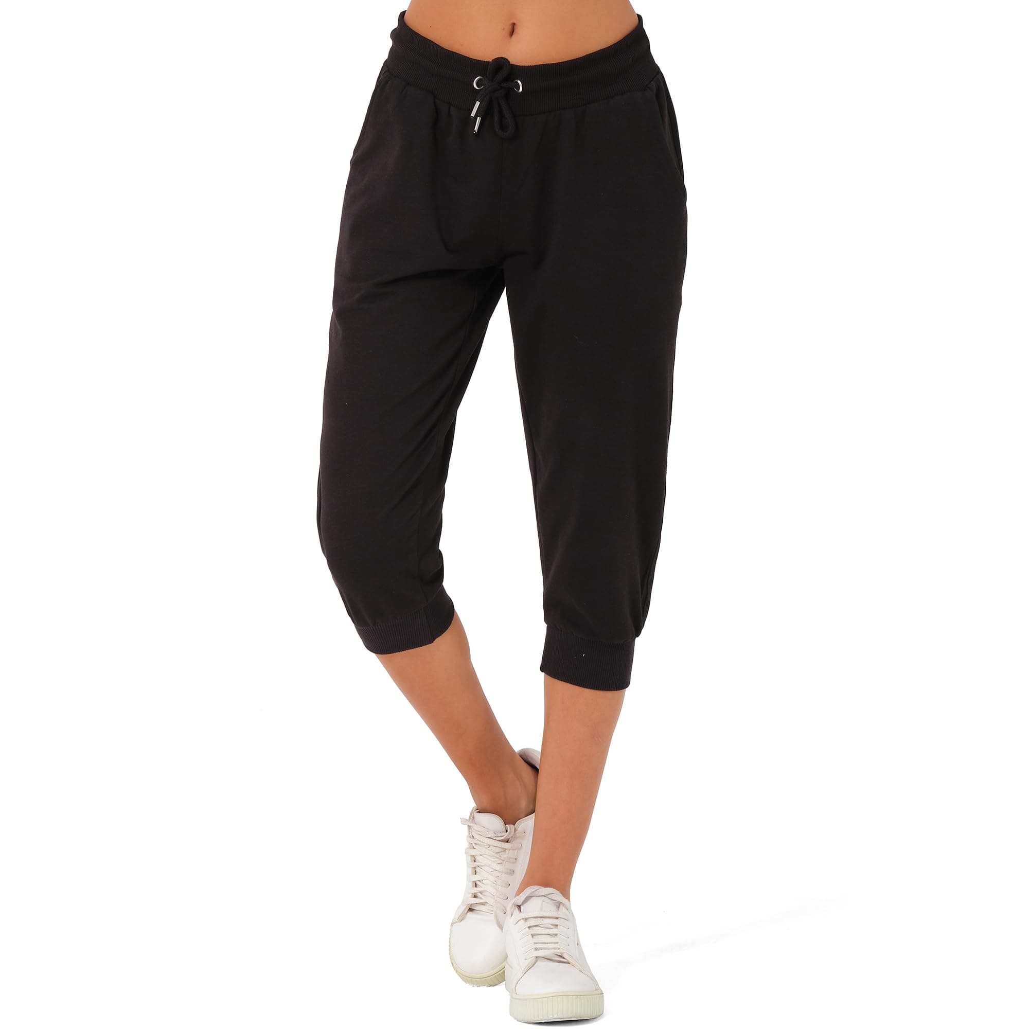 Smith & Solo Jogginghose Damen – Sporthose Frauen Baumwolle| Sweatpants Slim Fit Freizeithose Lang | Trainingshose Fitness High Waist – Jogger Laufhosen Modern L Schwarz 3/4 🏃‍♀️