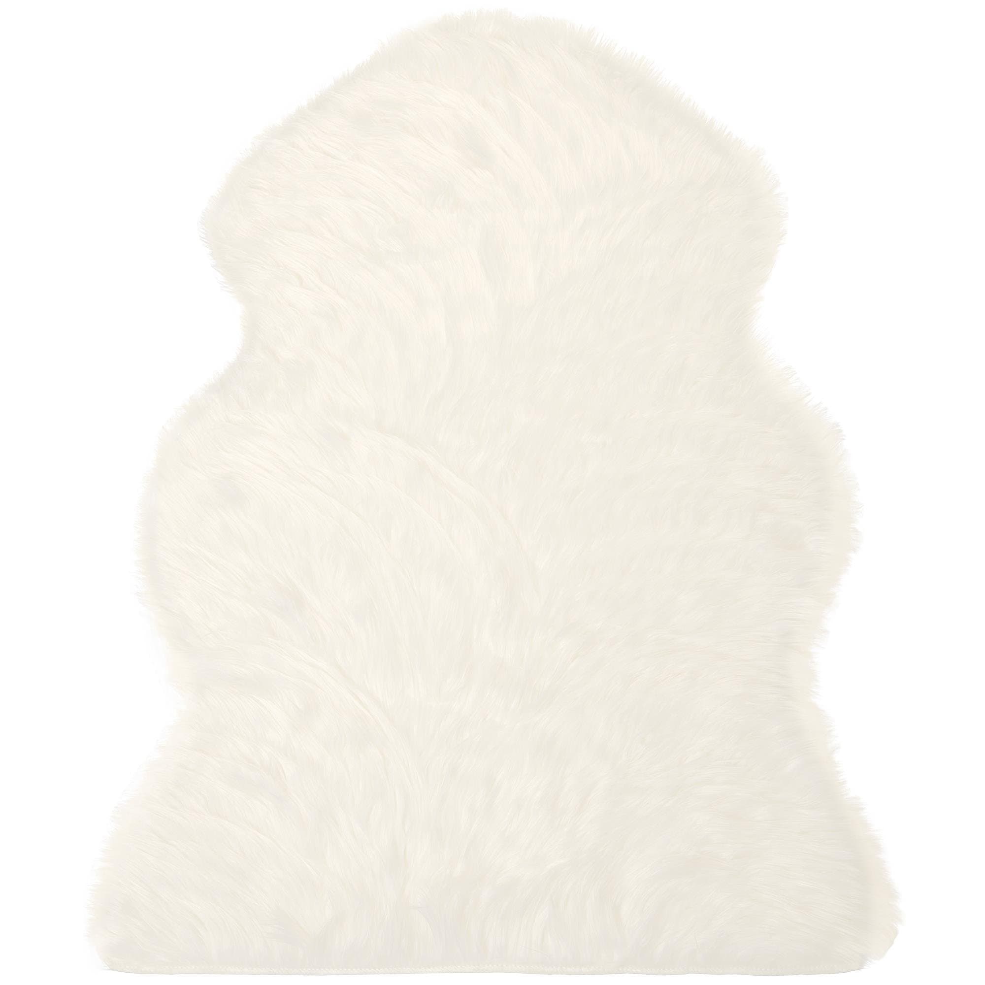 🌟 CelinaTex Furry Läufer 60 x 90 cm weiß Hochflor Bettvorleger Schaffell-Imitat Kunstfell Flurteppich Teppichläufer Weiß Langhaar 60 x 90 cm (Rechteckig) 🌟