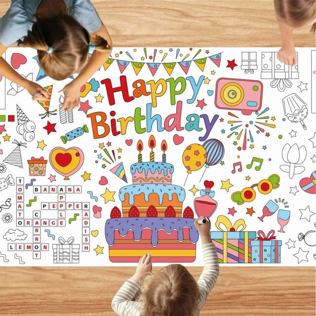 POPOYU Ausmaltischdecke Geburtstag - Riesen Malposter für Kindergeburtstag 🎨🎉