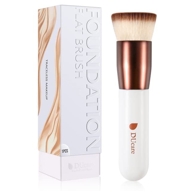DUcare Foundation Pinsel Make Up Pinsel Flat Top Kabuki Pinsel, Synthetische Professionelle Liquid Blending Mineral Powder Makeup Tools, Roségold/Weiß 🌟
