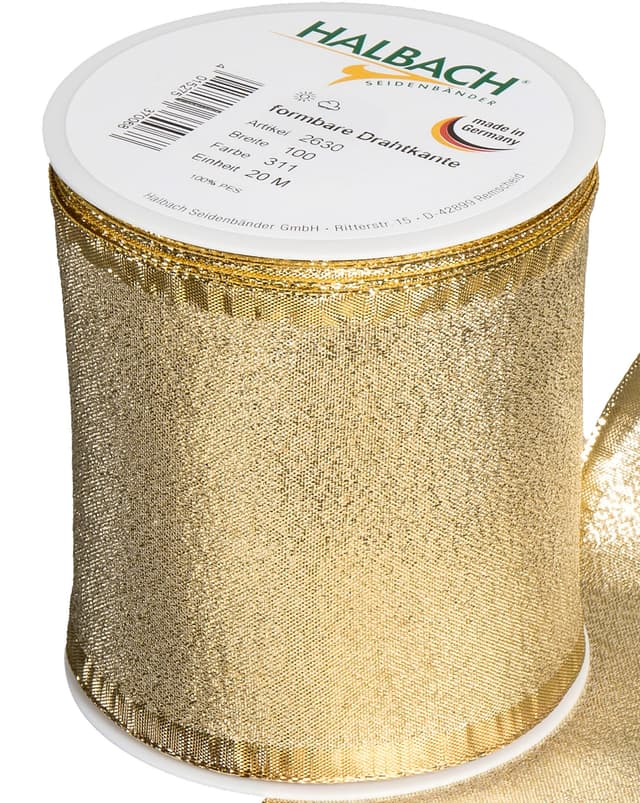 Halbach Seidenbänder Geschenkband Gold - Made in Germany - 100mm x 25m