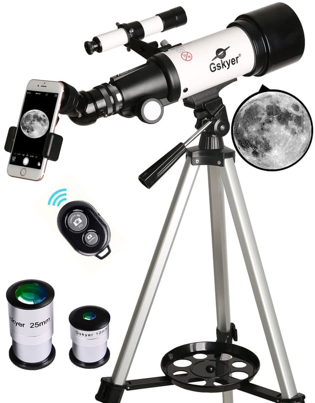 🔭 Gskyer Teleskop, 70 mm Öffnung 400 AZ-Mount Astronomisches Refraktions für Kinder und Anfänger- Reiseteleskop Erwachsene, D-70400